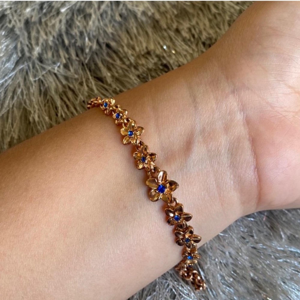 Copper Bracelet with Flowers